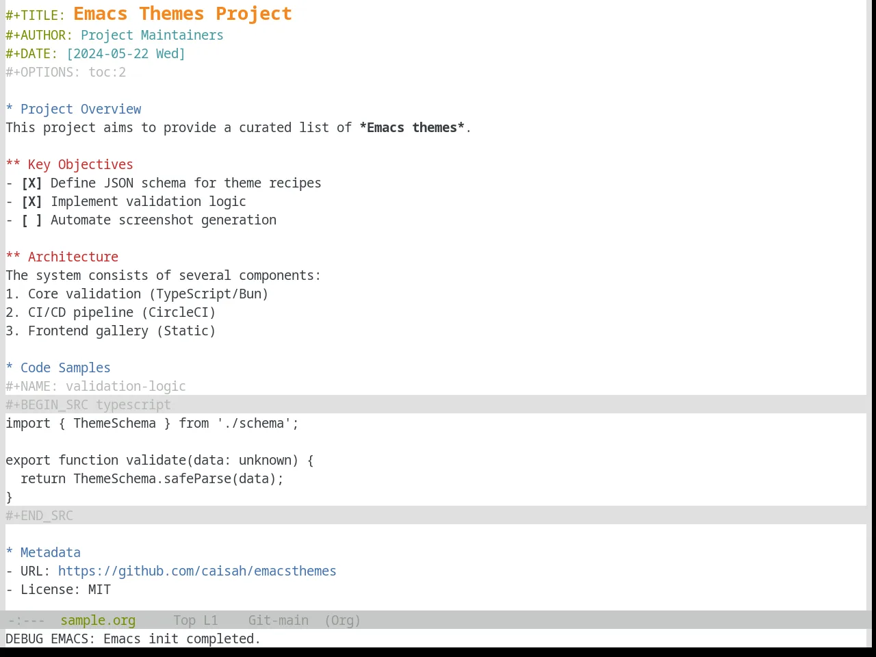 Base16 Tomorrow Theme in org-mode