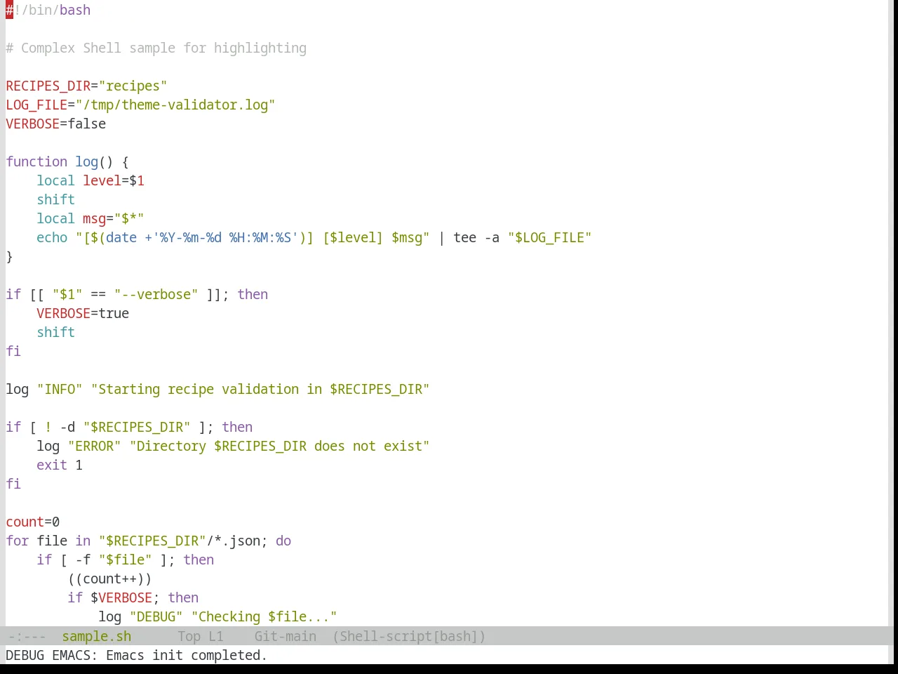 Base16 Tomorrow Theme in sh-mode