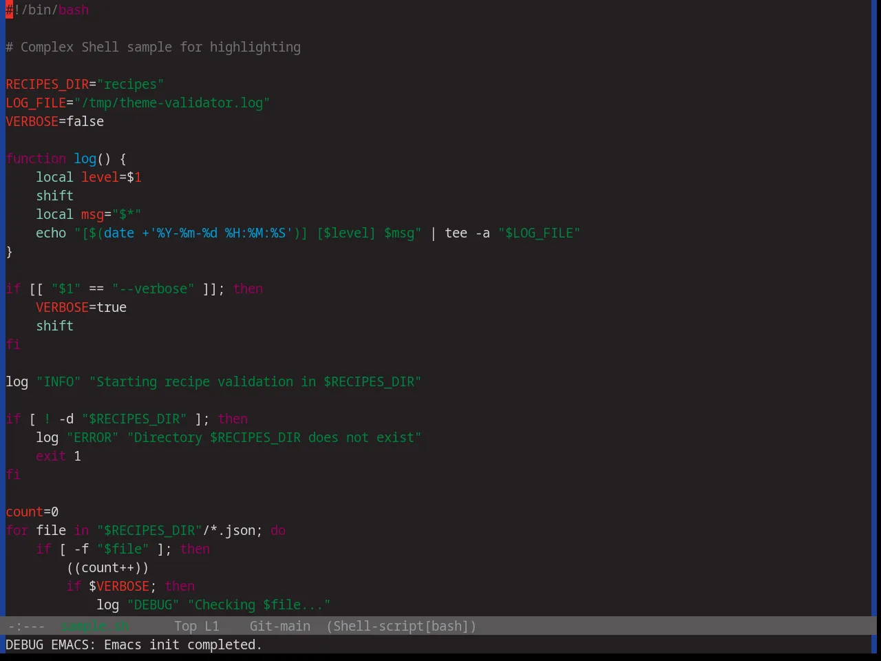 Base16 Tube Theme in sh-mode