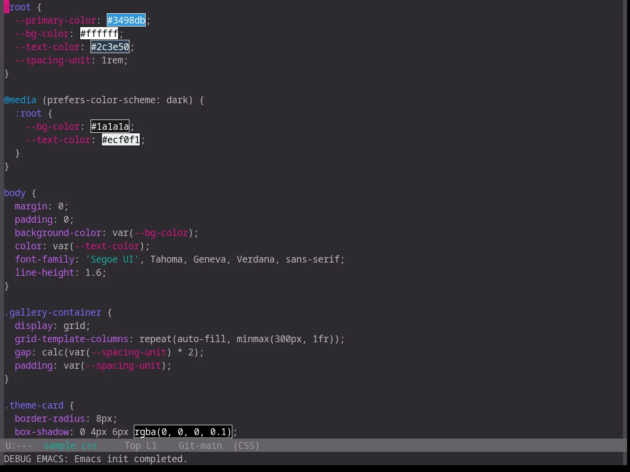 Base16 Unikitty Dark Theme in css-mode
