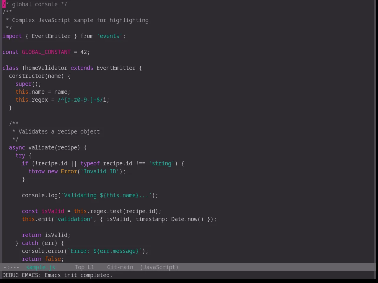 Base16 Unikitty Dark Theme in javascript-mode