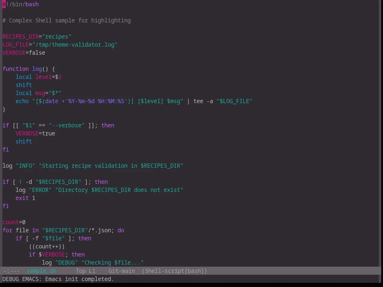 Base16 Unikitty Dark Theme in sh-mode