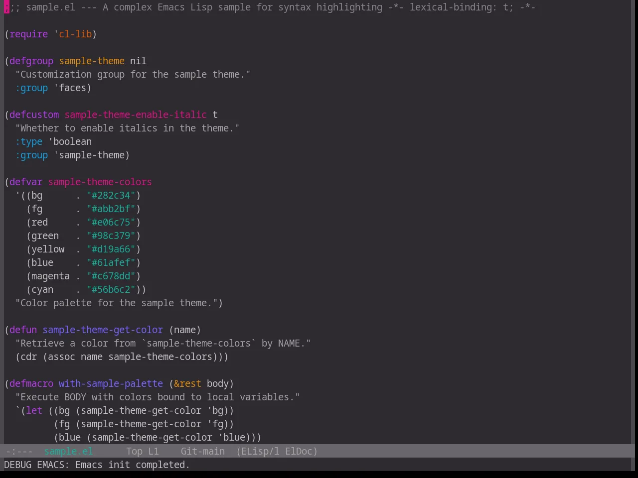 Base16 Unikitty Reversible Theme in emacs-lisp-mode