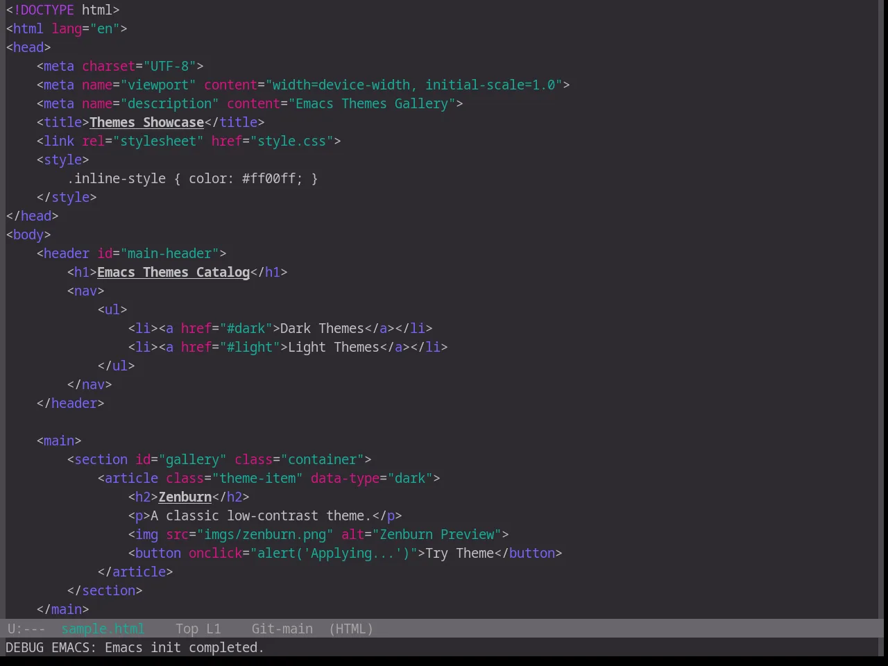 Base16 Unikitty Reversible Theme in html-mode