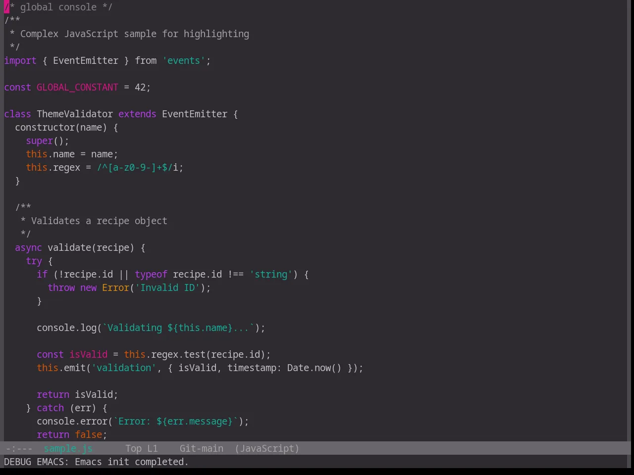 Base16 Unikitty Reversible Theme in javascript-mode
