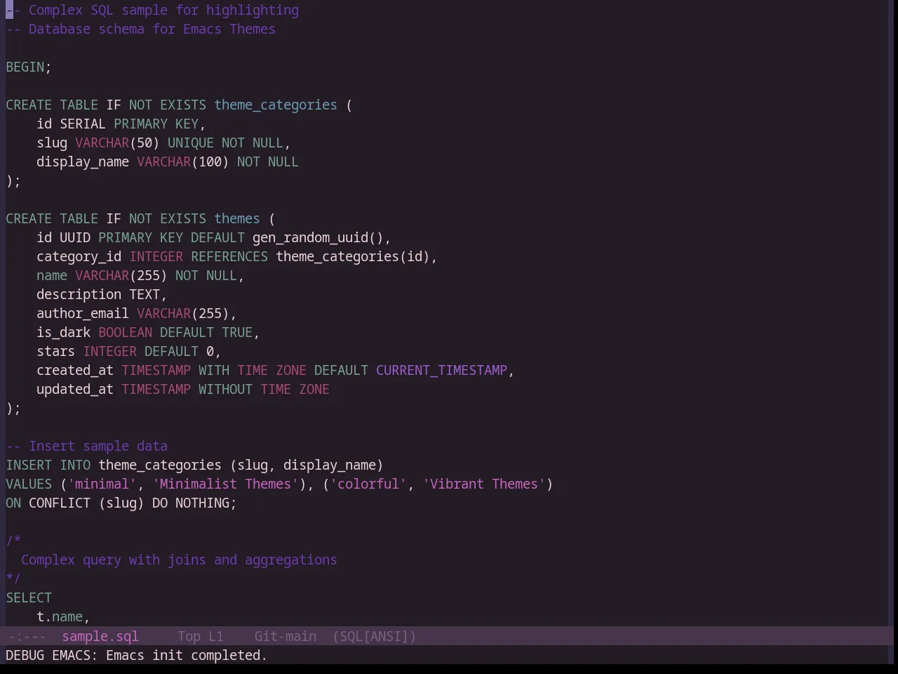 Base16 Uwunicorn Theme in sql-mode