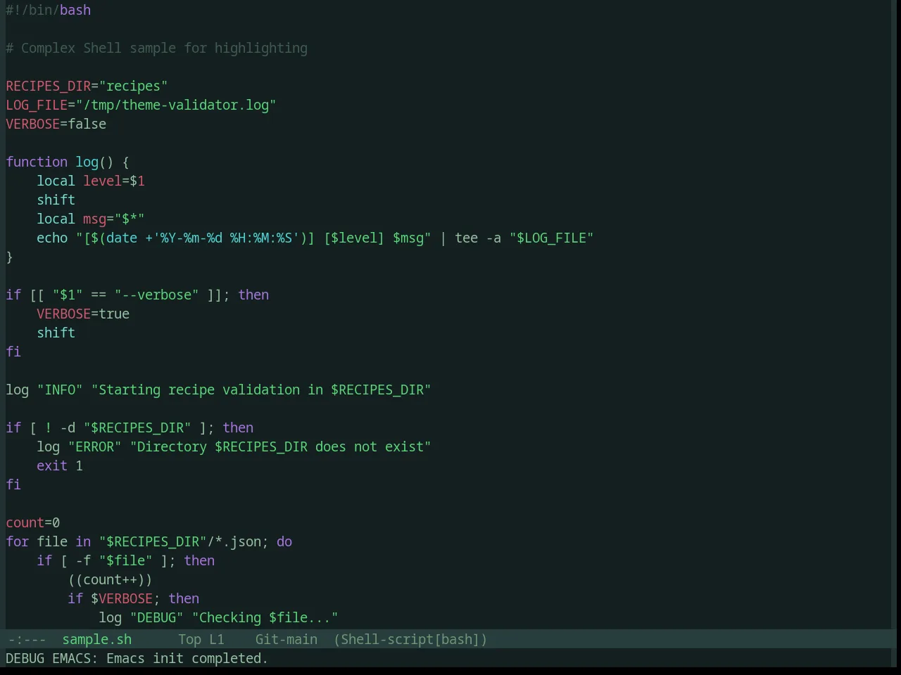 Base16 Valua Theme in sh-mode