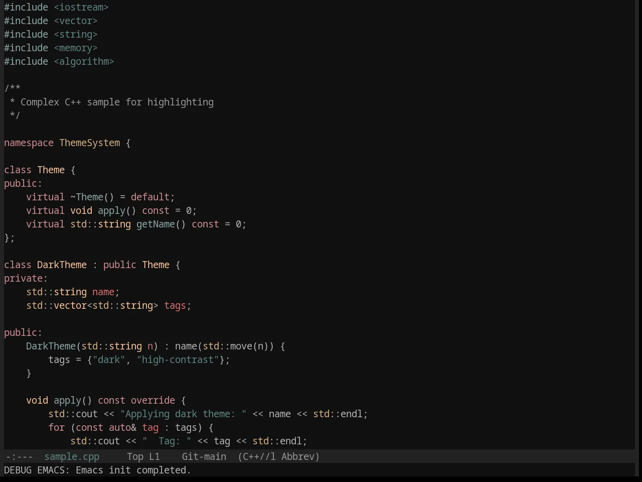 Base16 Vesper Theme in c++-mode