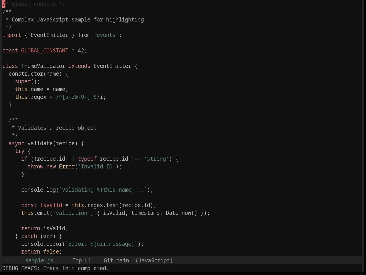 Base16 Vesper Theme in javascript-mode