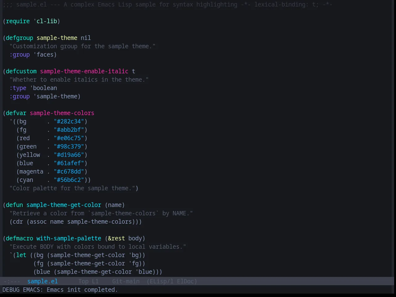 Base16 Vice Theme in emacs-lisp-mode