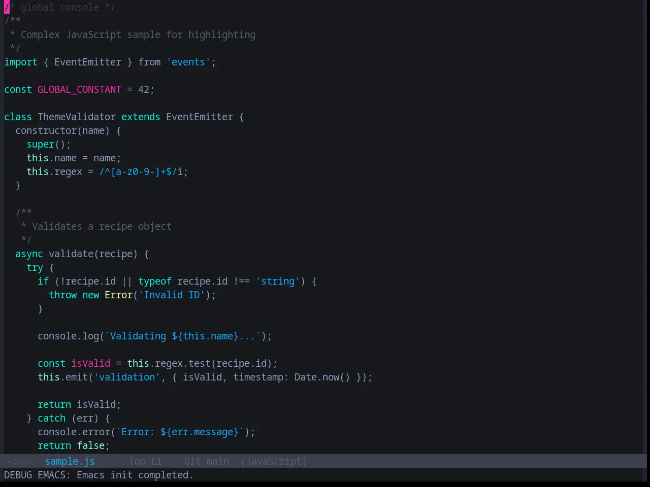 Base16 Vice Theme in javascript-mode