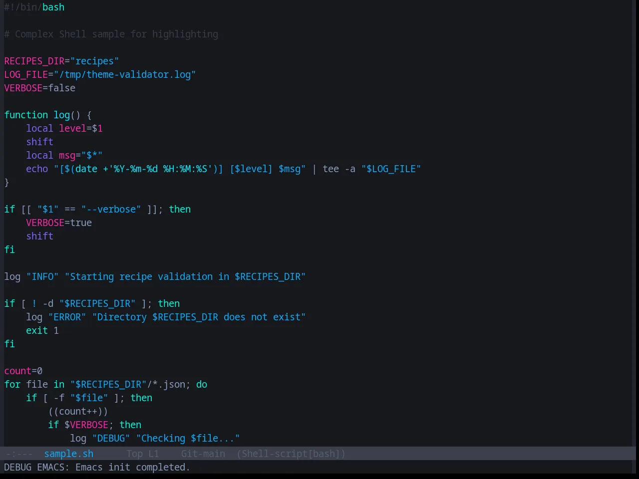 Base16 Vice Theme in sh-mode