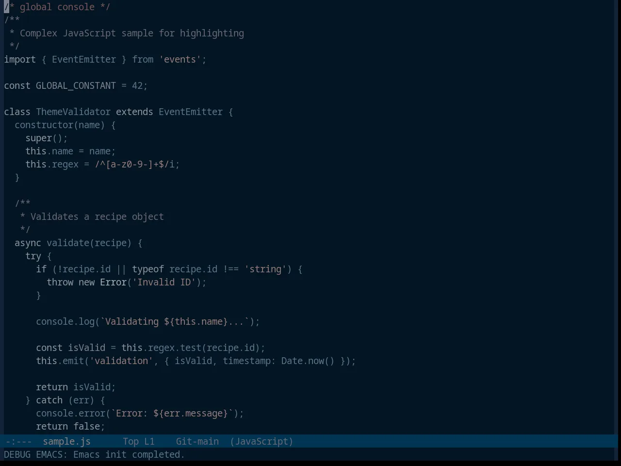 Base16 Vulcan Theme in javascript-mode
