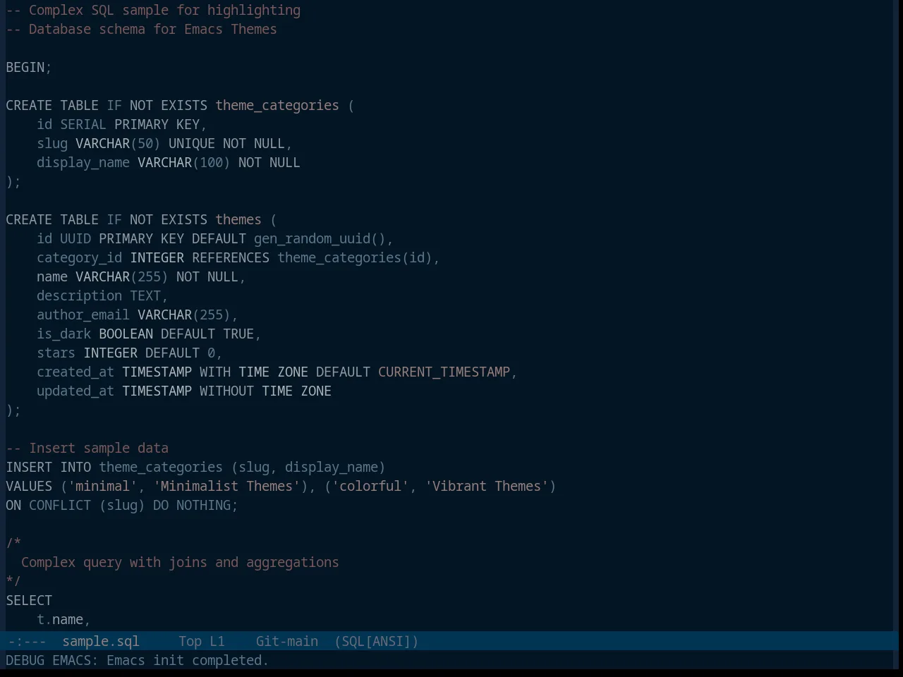 Base16 Vulcan Theme in sql-mode