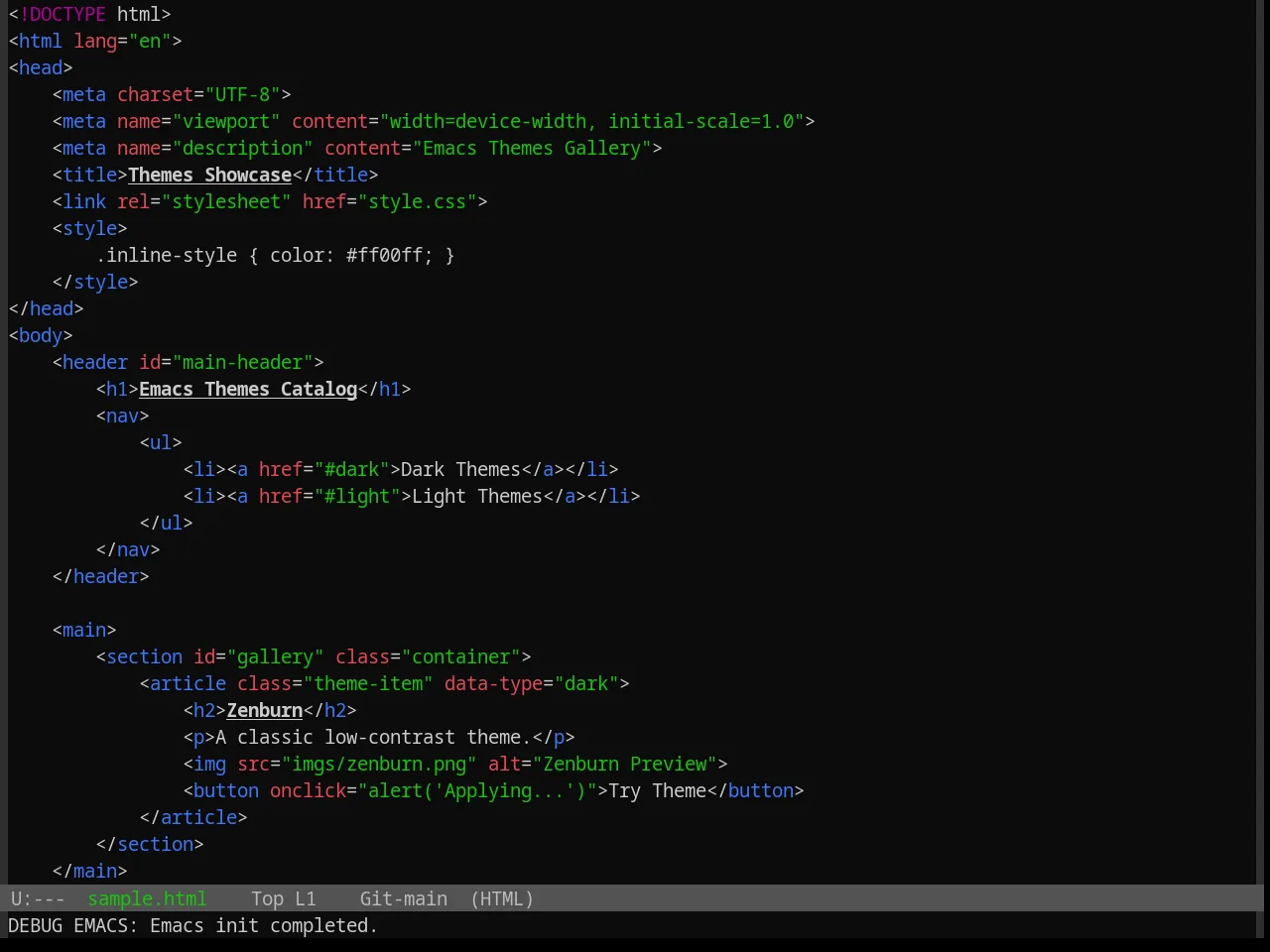 Base16 Windows 10 Theme in html-mode