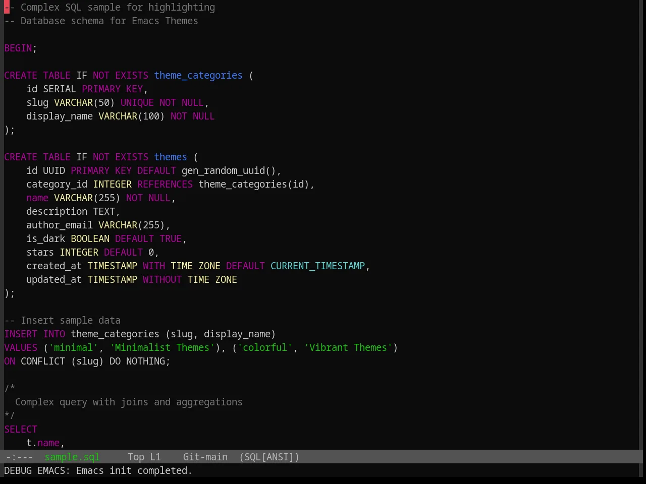 Base16 Windows 10 Theme in sql-mode