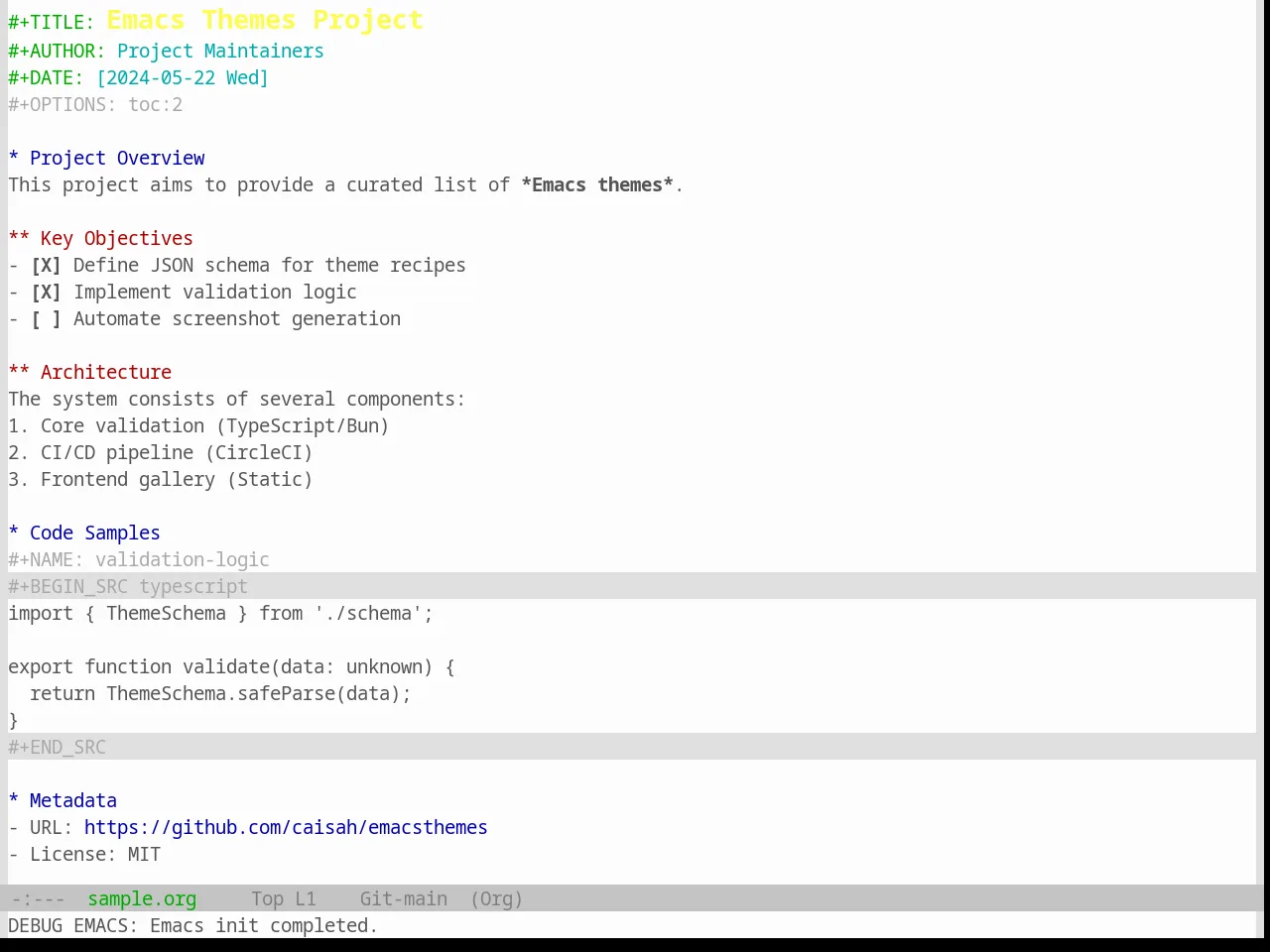 Base16 Windows 95 Light Theme in org-mode