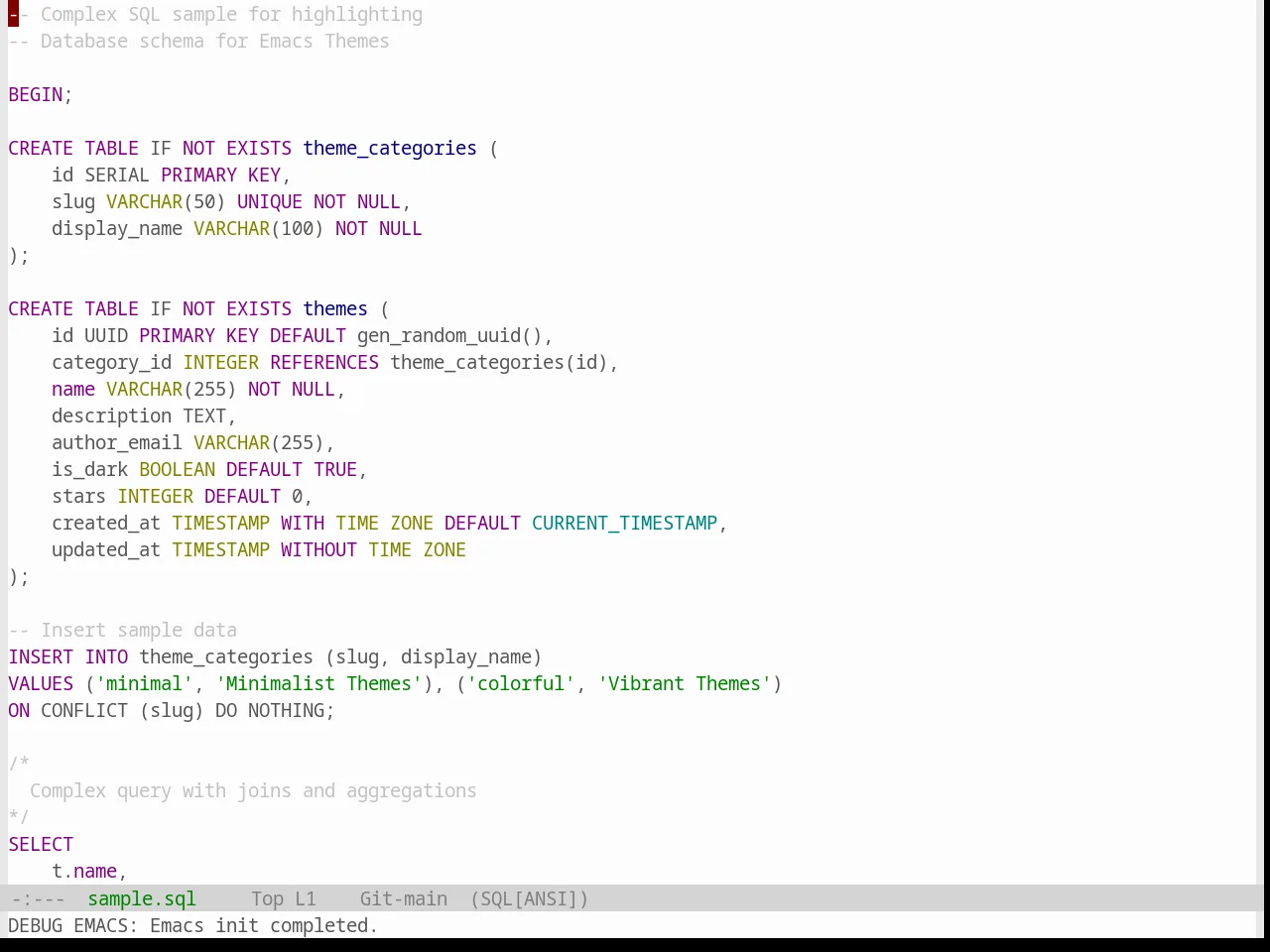 Base16 Windows Highcontrast Light Theme in sql-mode