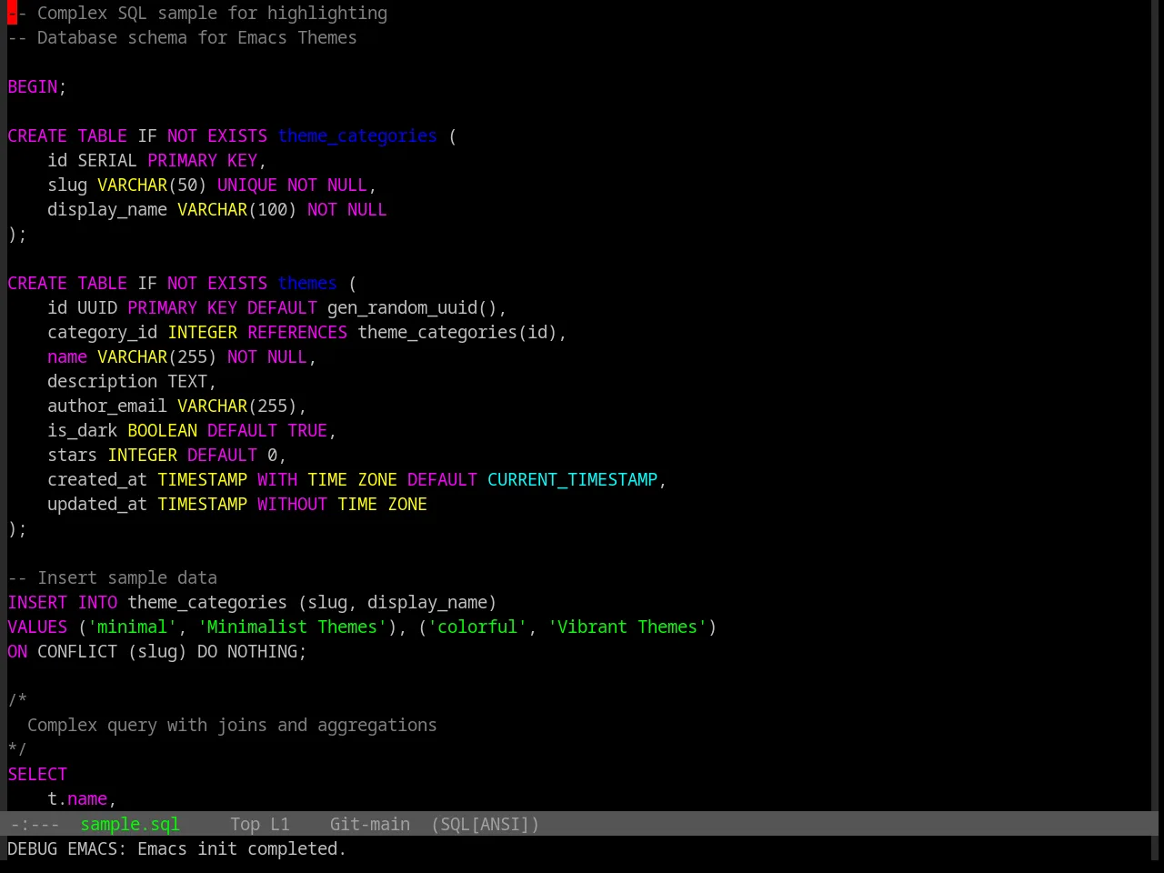 Base16 Windows Nt Theme in sql-mode