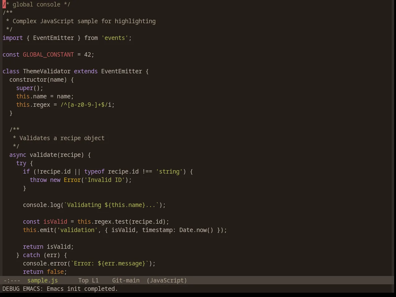 Base16 Woodland Theme in javascript-mode