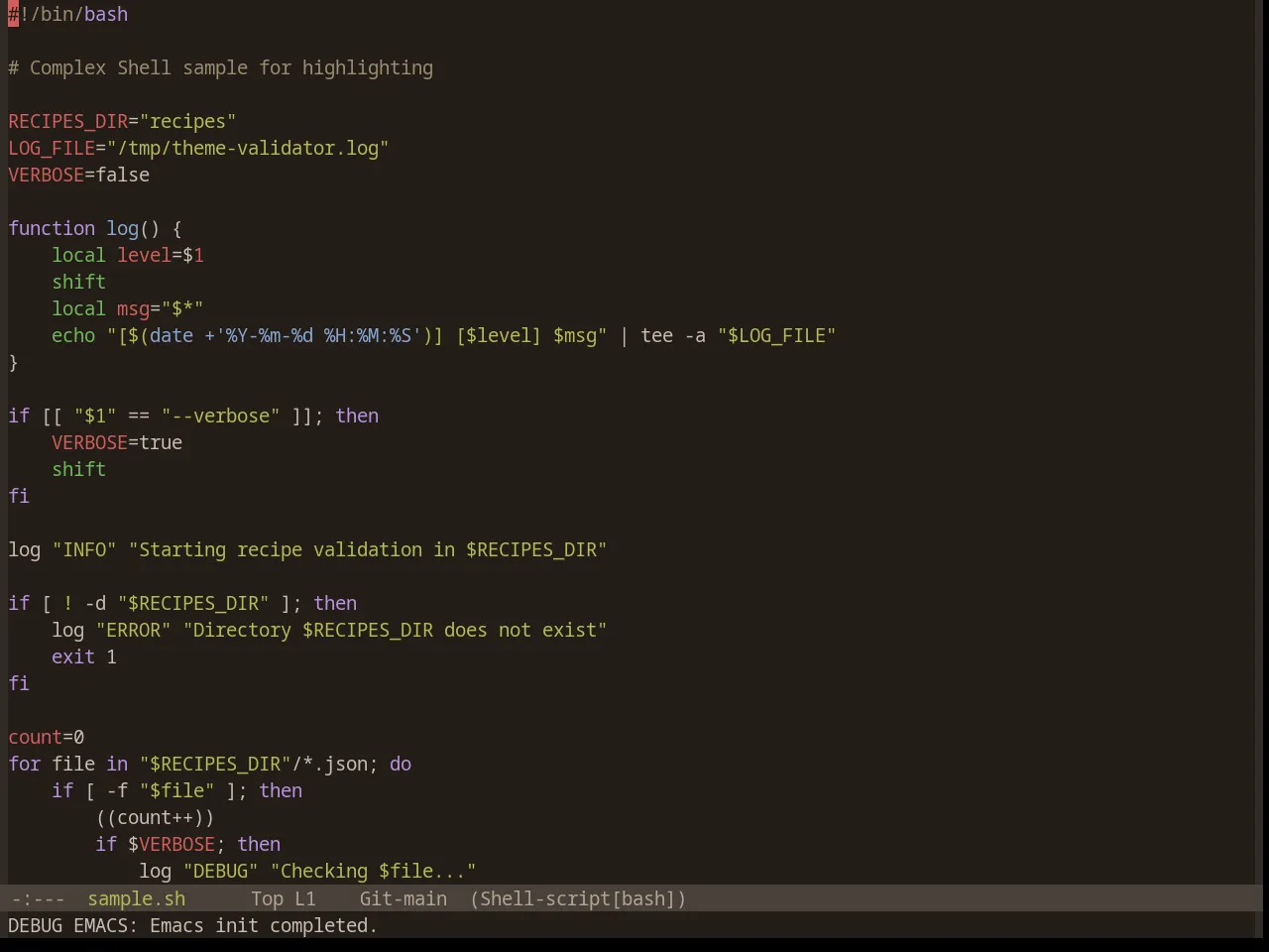 Base16 Woodland Theme in sh-mode