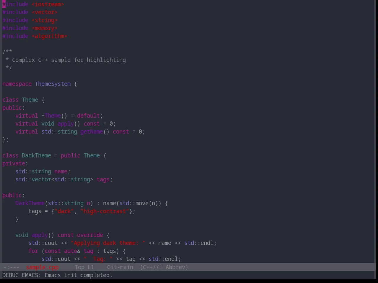 Base16 Xcode Dusk Theme in c++-mode
