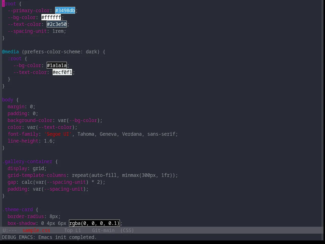 Base16 Xcode Dusk Theme in css-mode