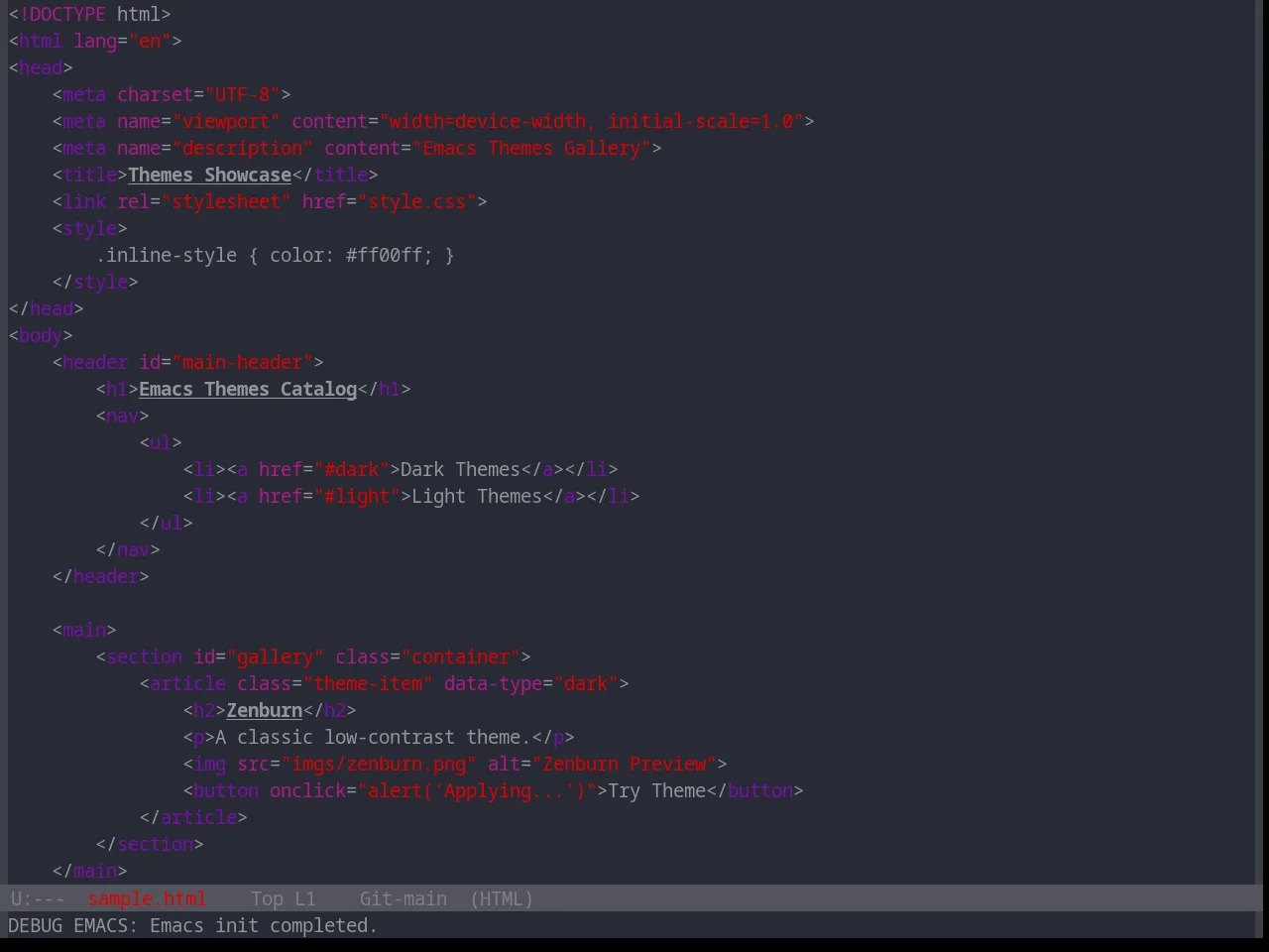 Base16 Xcode Dusk Theme in html-mode