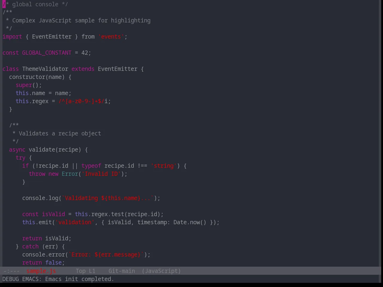 Base16 Xcode Dusk Theme in javascript-mode