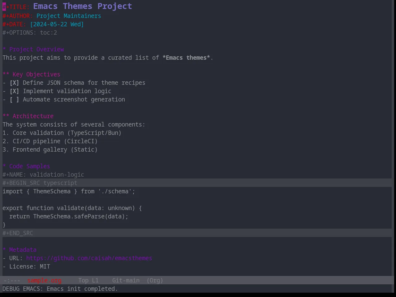 Base16 Xcode Dusk Theme in org-mode
