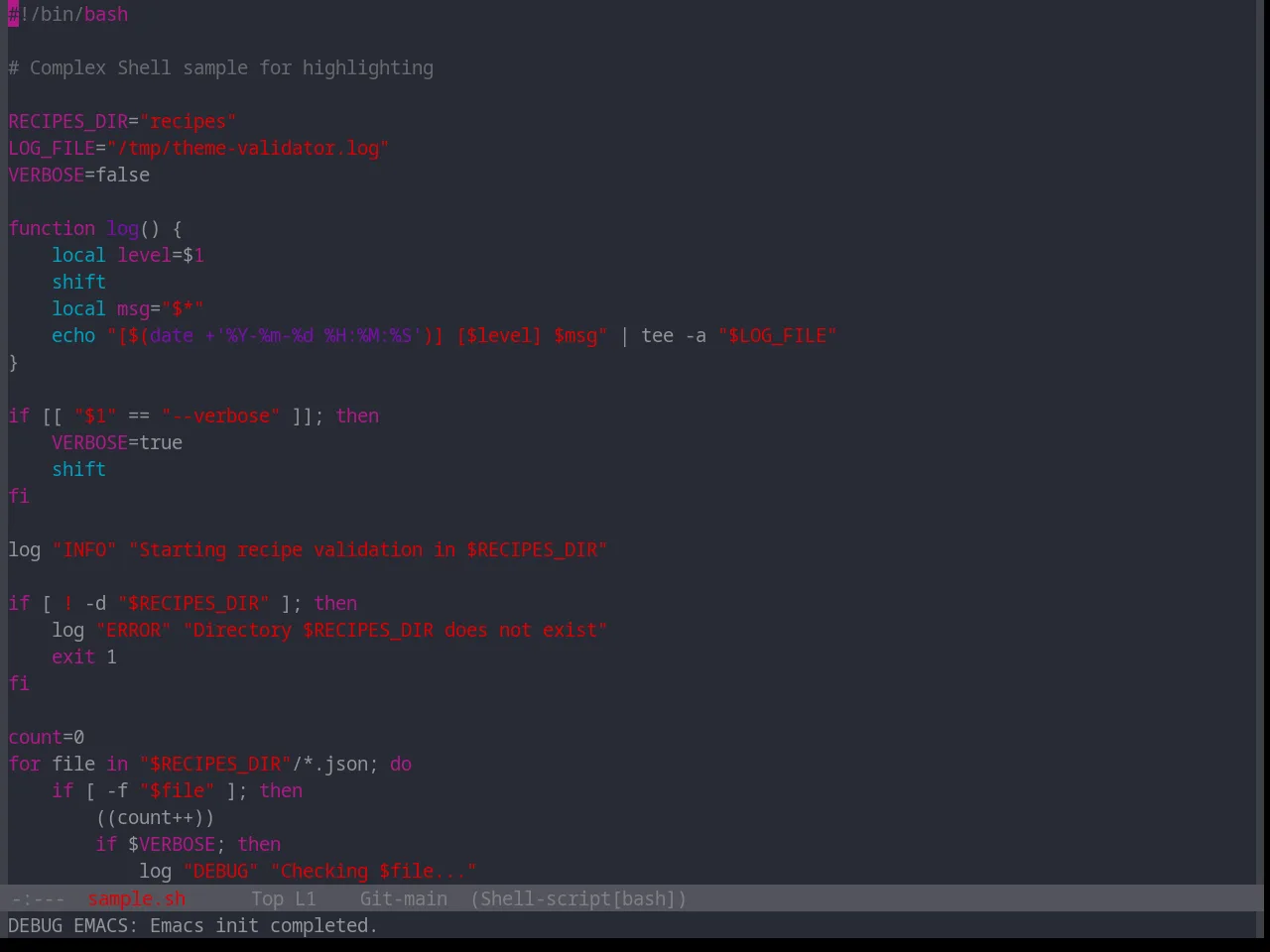 Base16 Xcode Dusk Theme in sh-mode