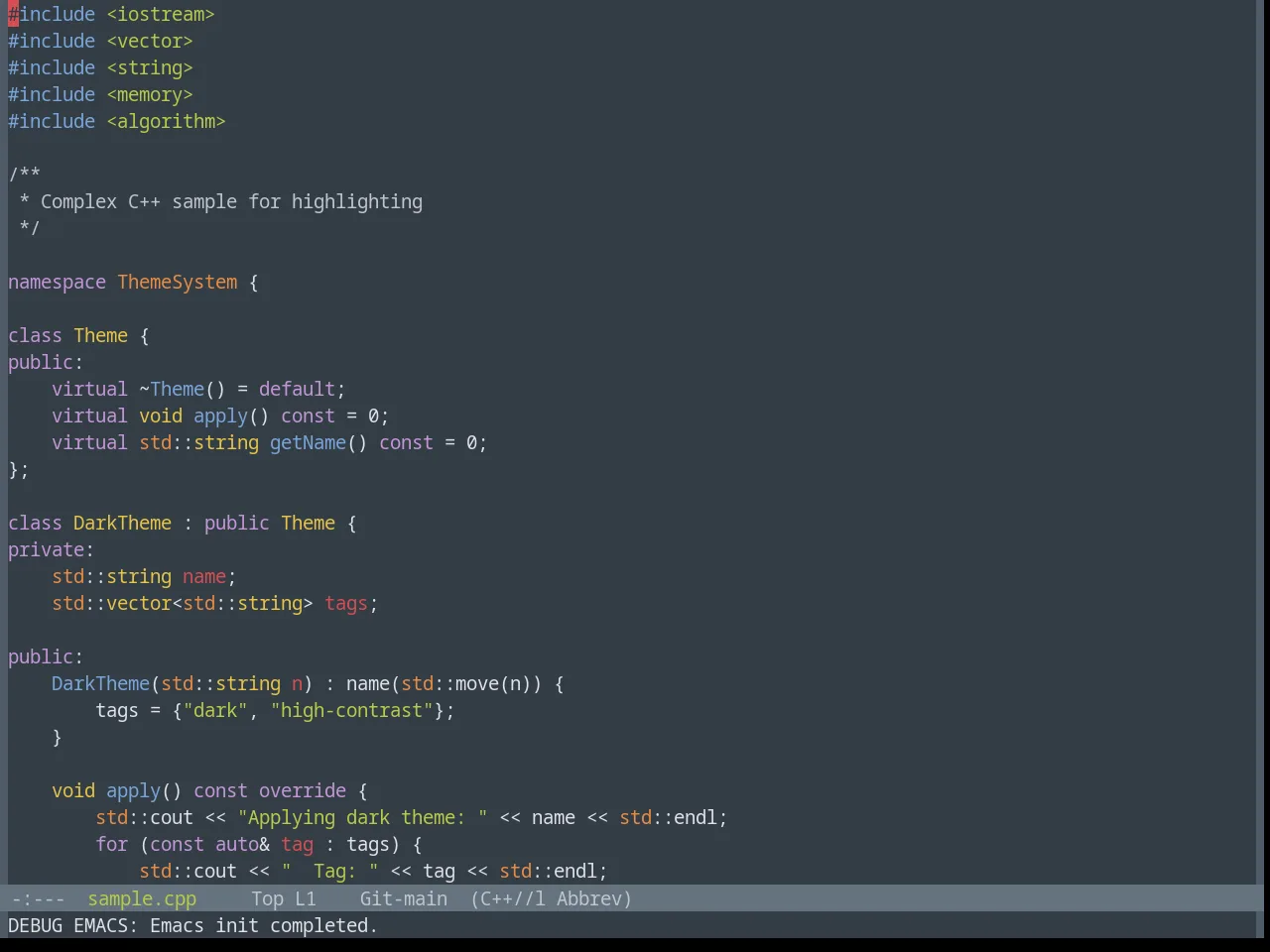 Base16 Yesterday Bright Theme in c++-mode