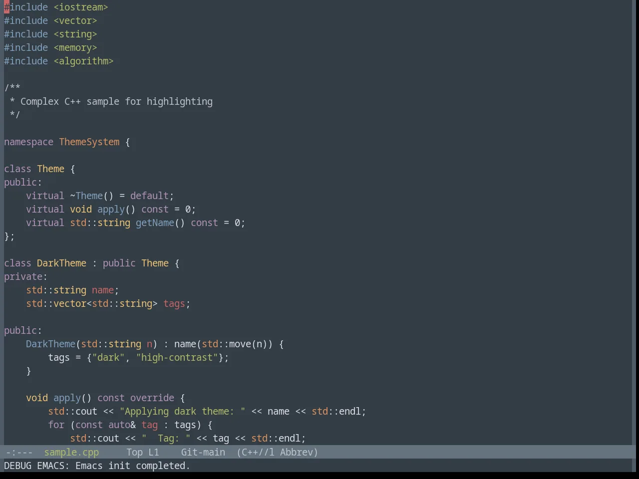 Base16 Yesterday Night Theme in c++-mode