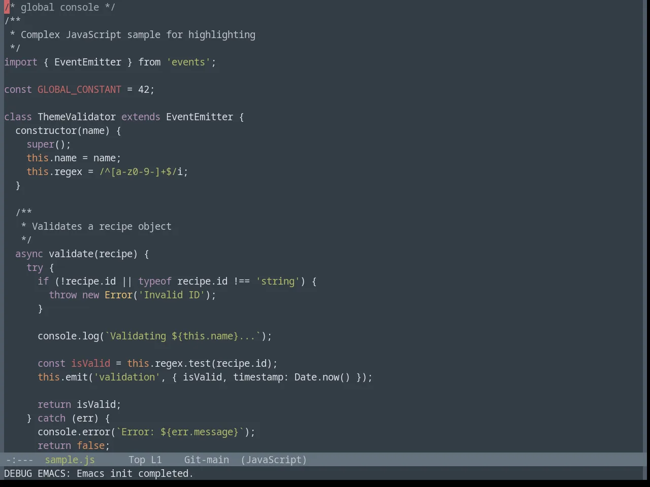 Base16 Yesterday Night Theme in javascript-mode