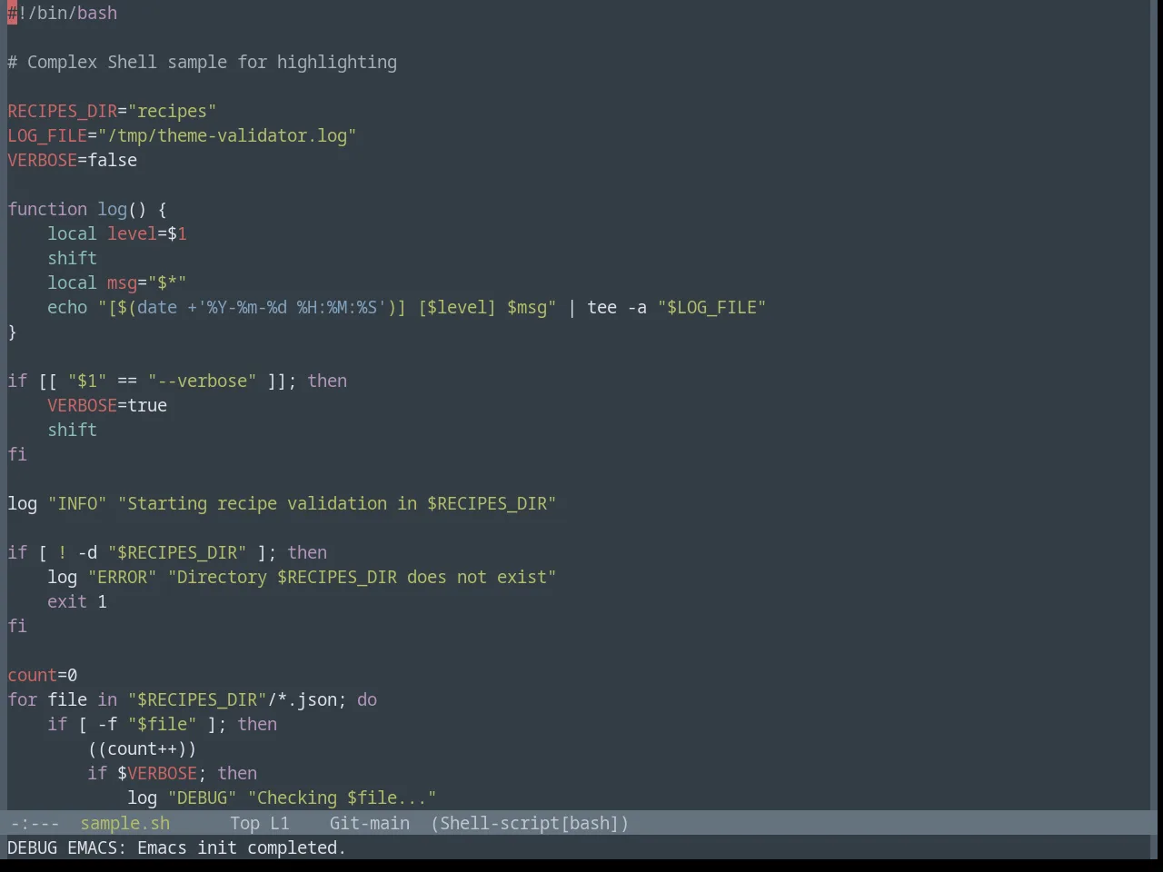Base16 Yesterday Night Theme in sh-mode