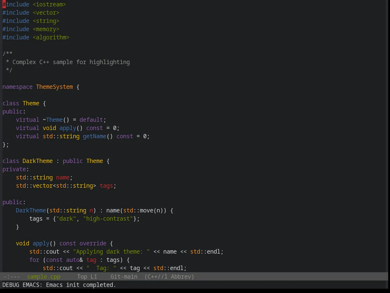 Base16 Yesterday Theme in c++-mode