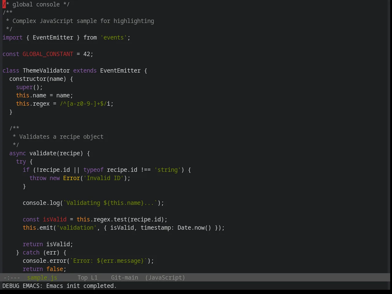 Base16 Yesterday Theme in javascript-mode