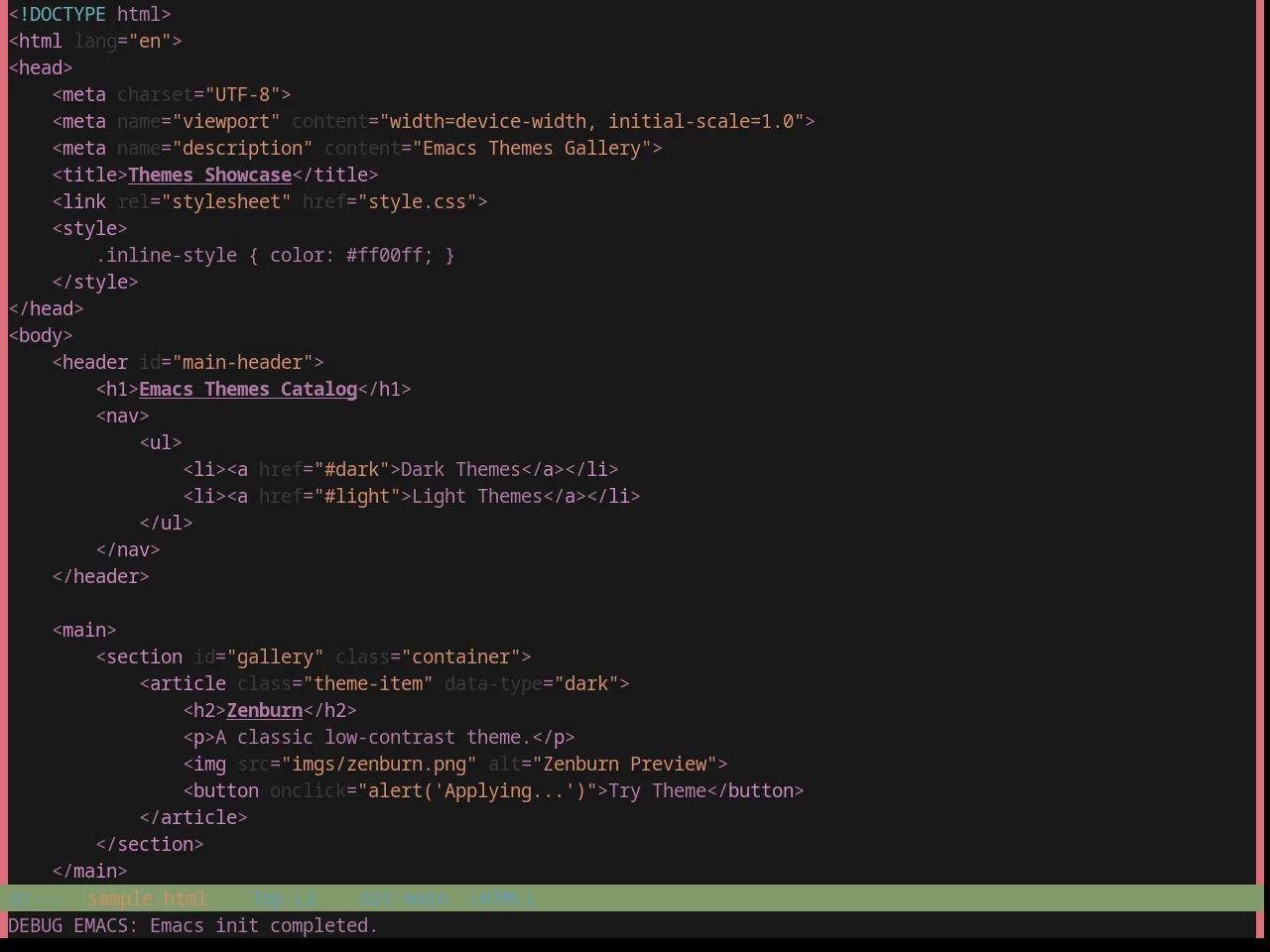Base16 Zenbones Theme in html-mode