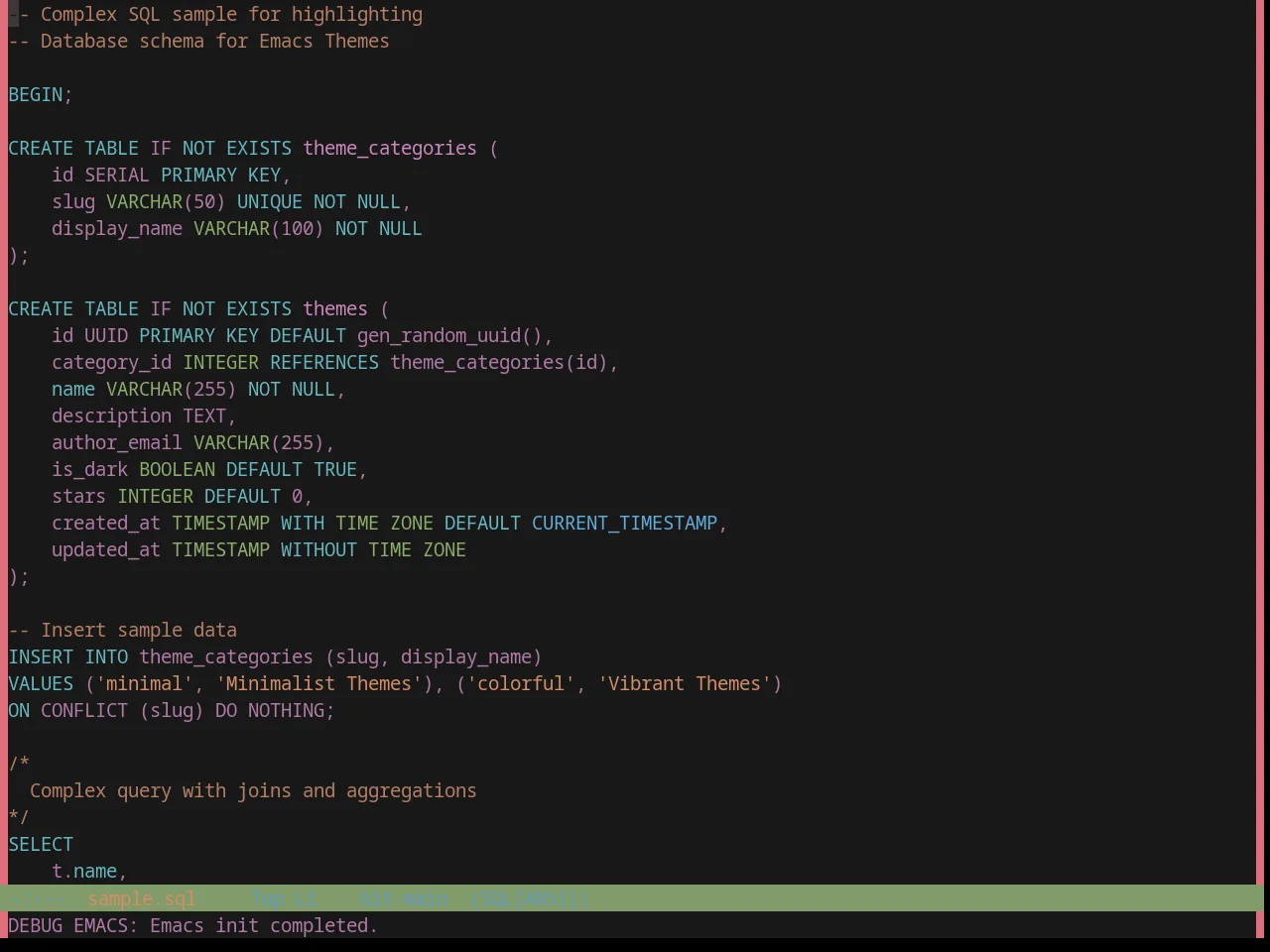 Base16 Zenbones Theme in sql-mode