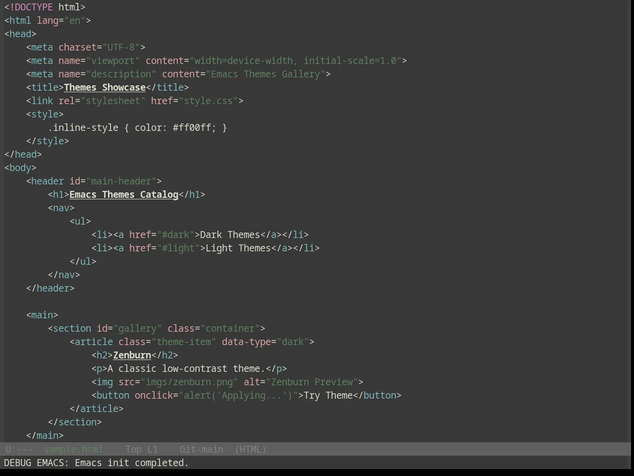 Base16 Zenburn Theme in html-mode