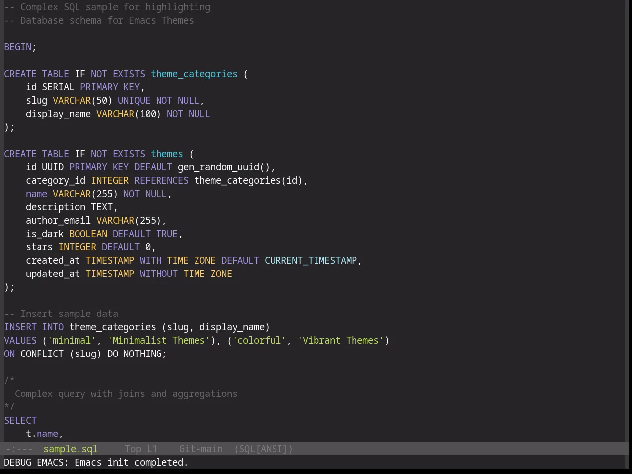 Base16 0x96f Theme in sql-mode