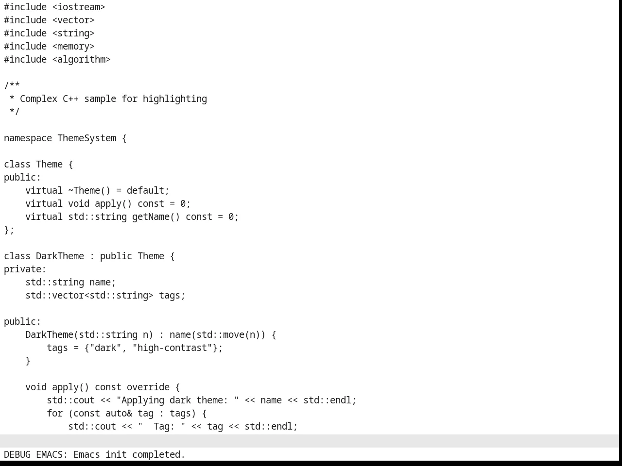 Basic Theme in c++-mode