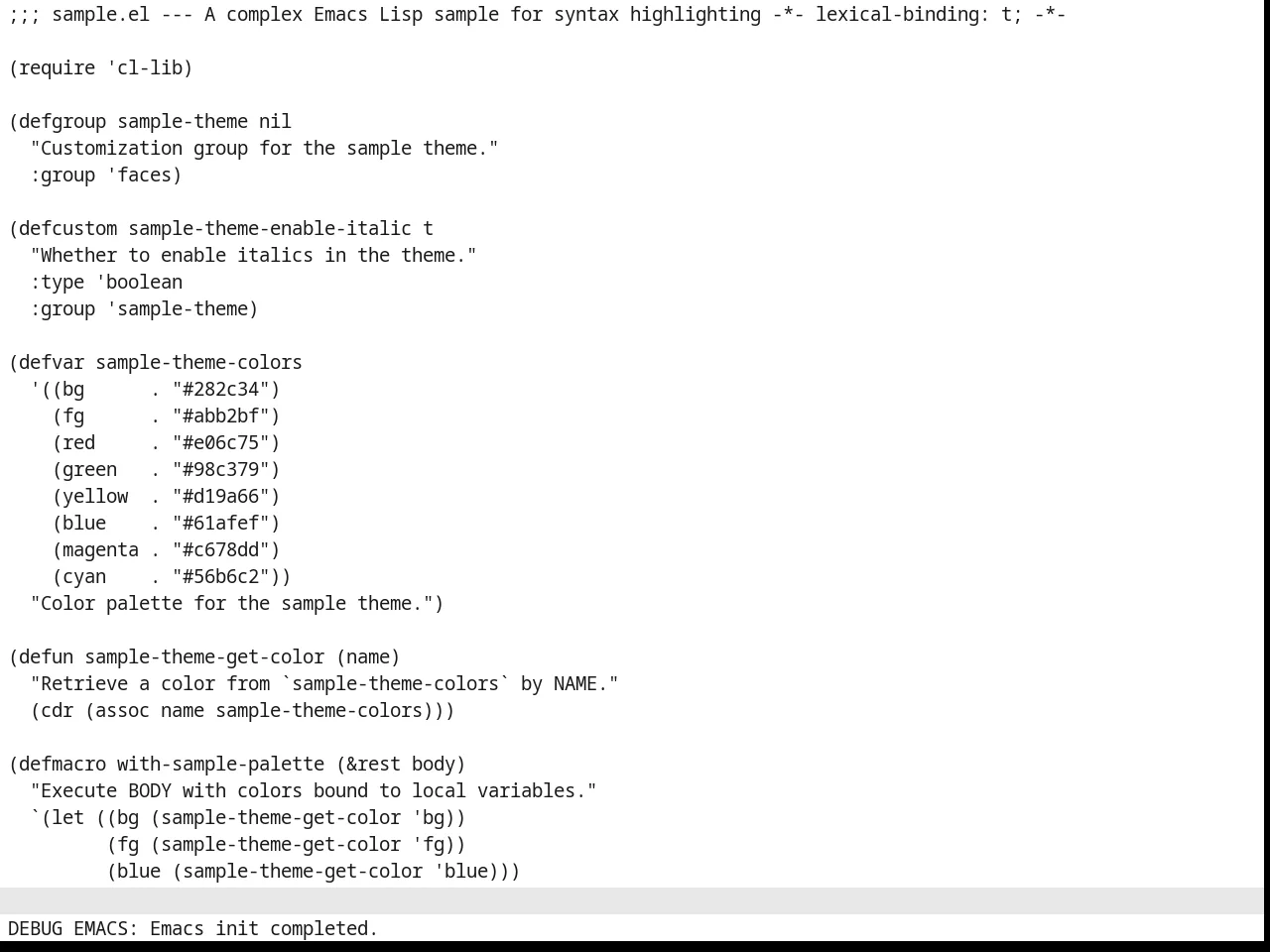 Basic Theme in emacs-lisp-mode