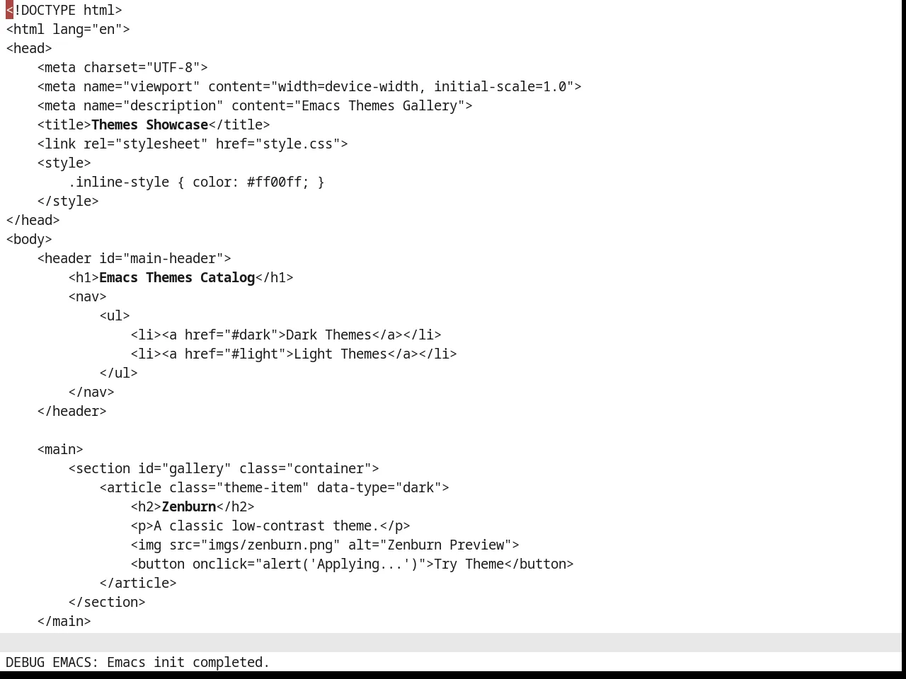 Basic Theme in html-mode
