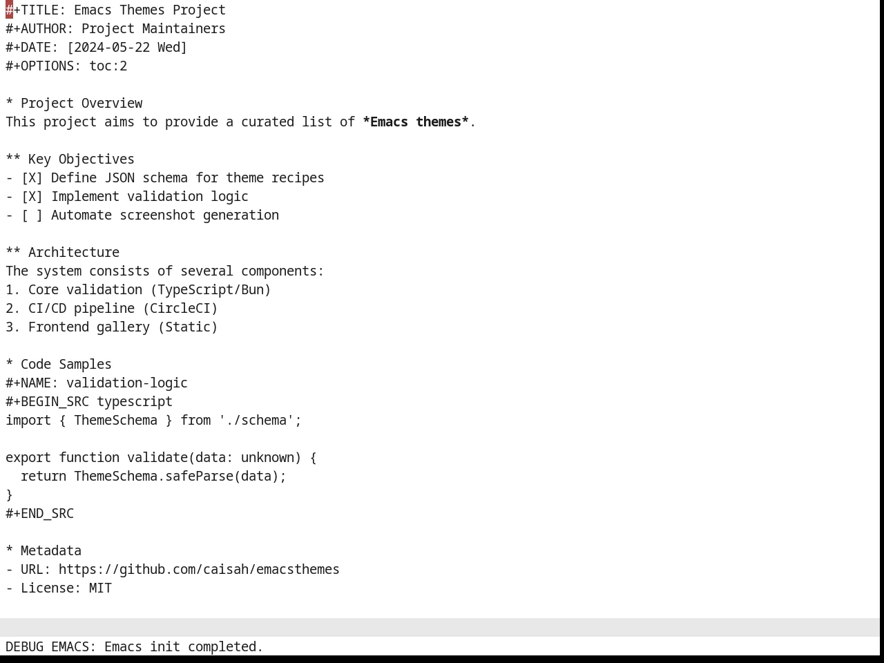 Basic Theme in org-mode