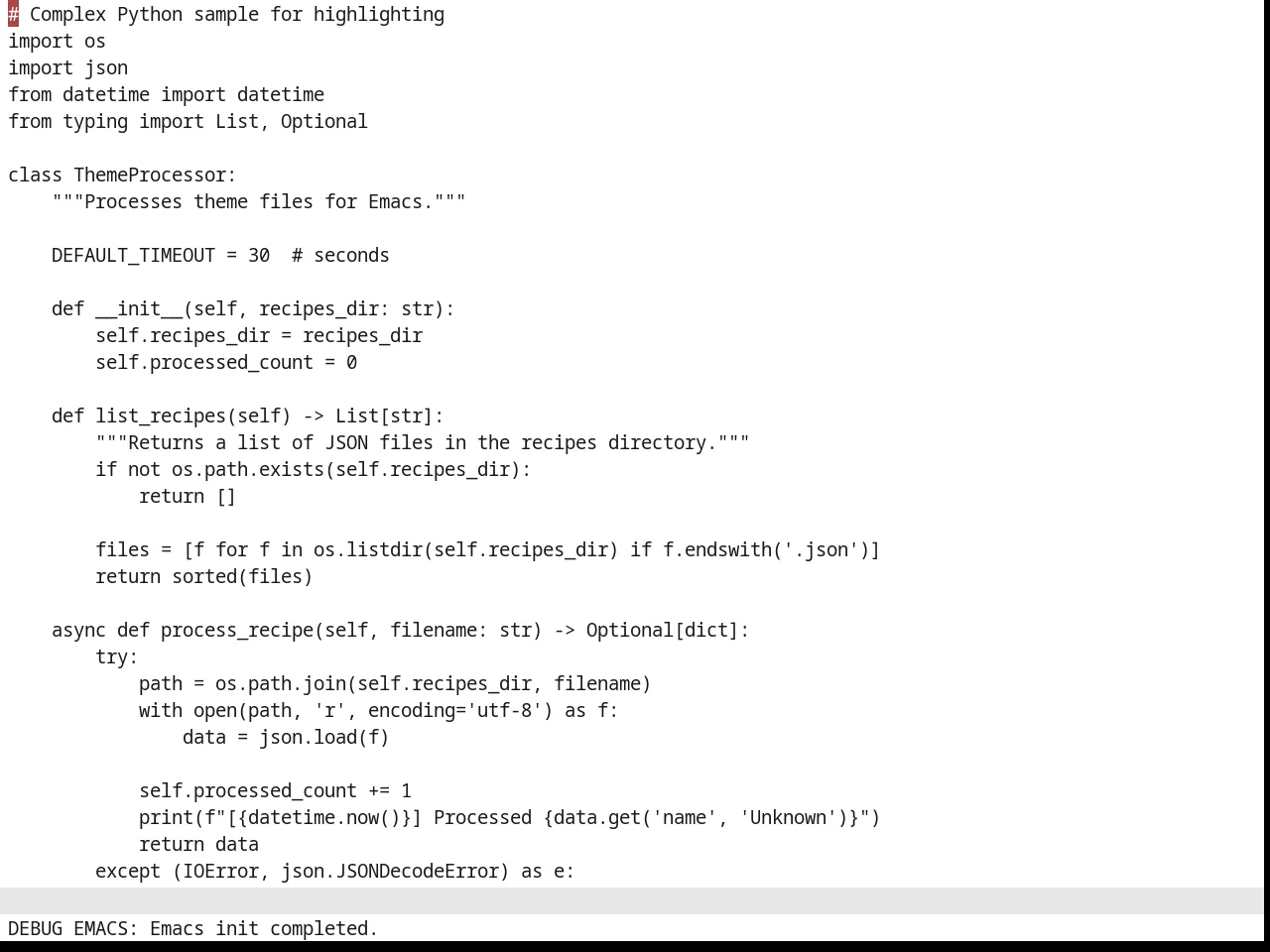 Basic Theme in python-mode