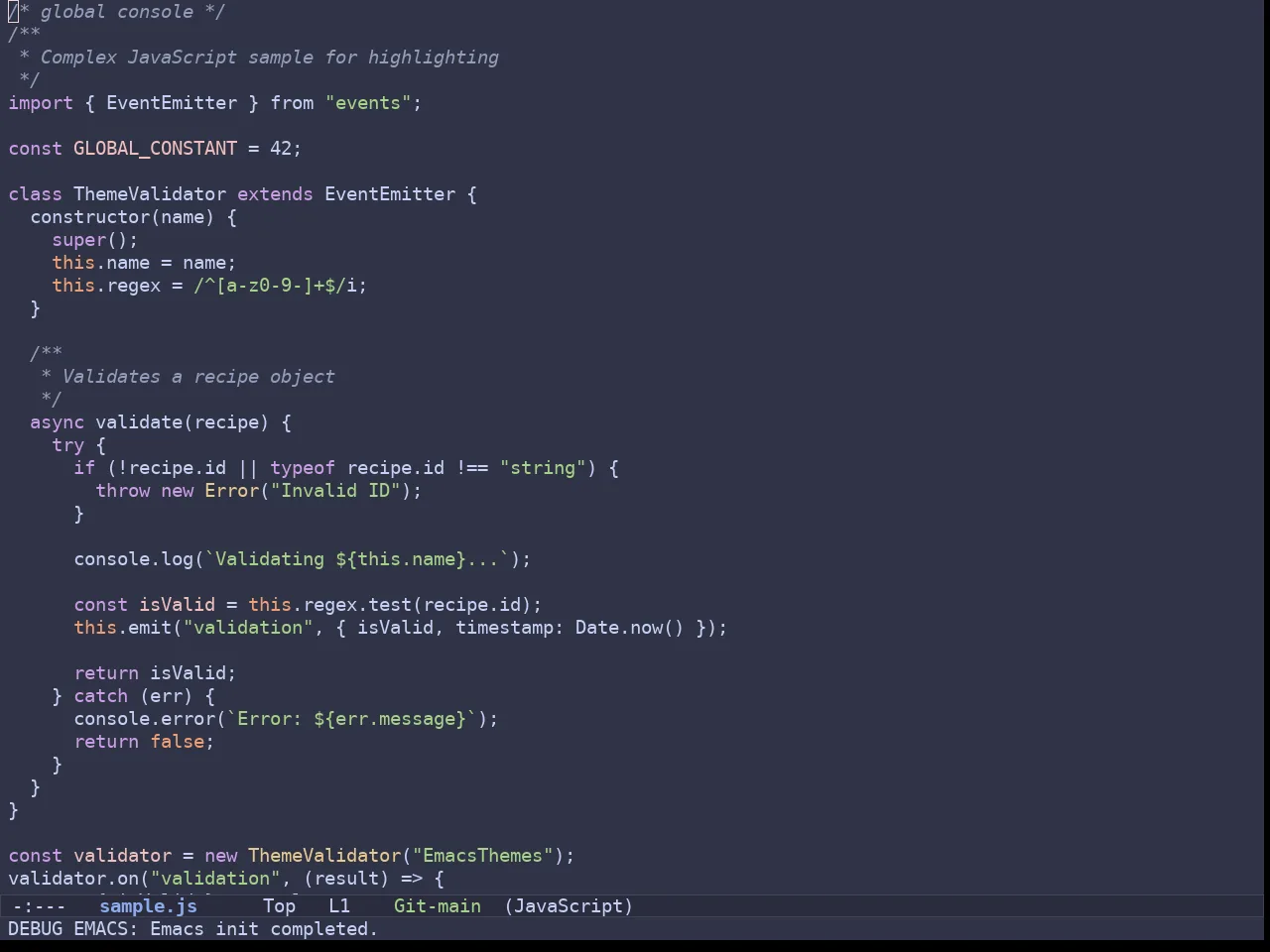 Batppuccin Frappe Theme in javascript-mode