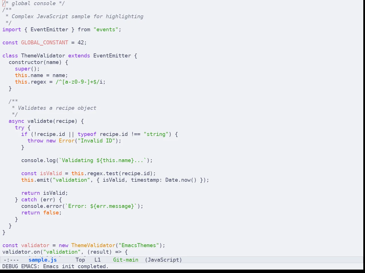 Batppuccin Latte Theme in javascript-mode