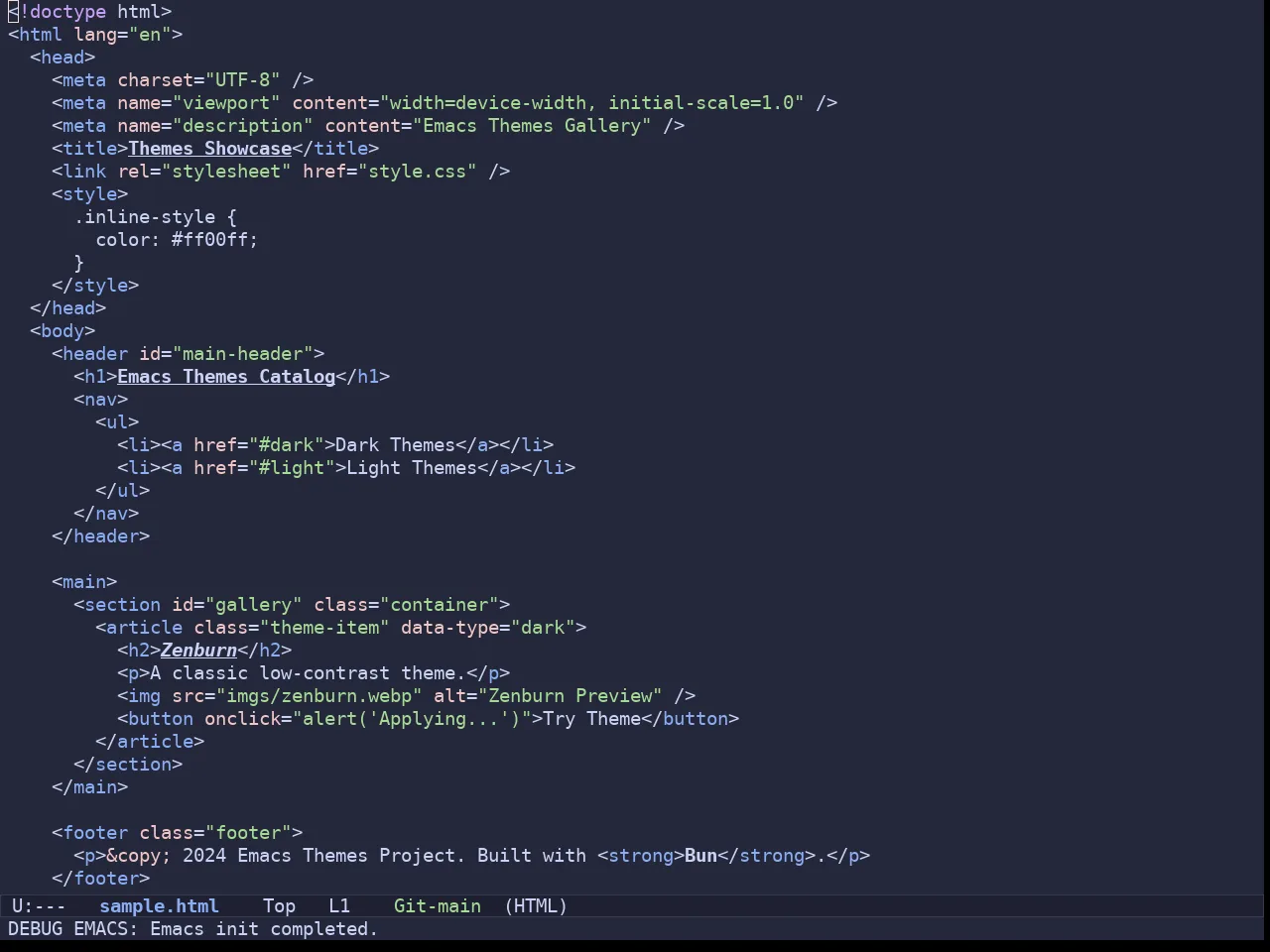 Batppuccin Macchiato Theme in html-mode