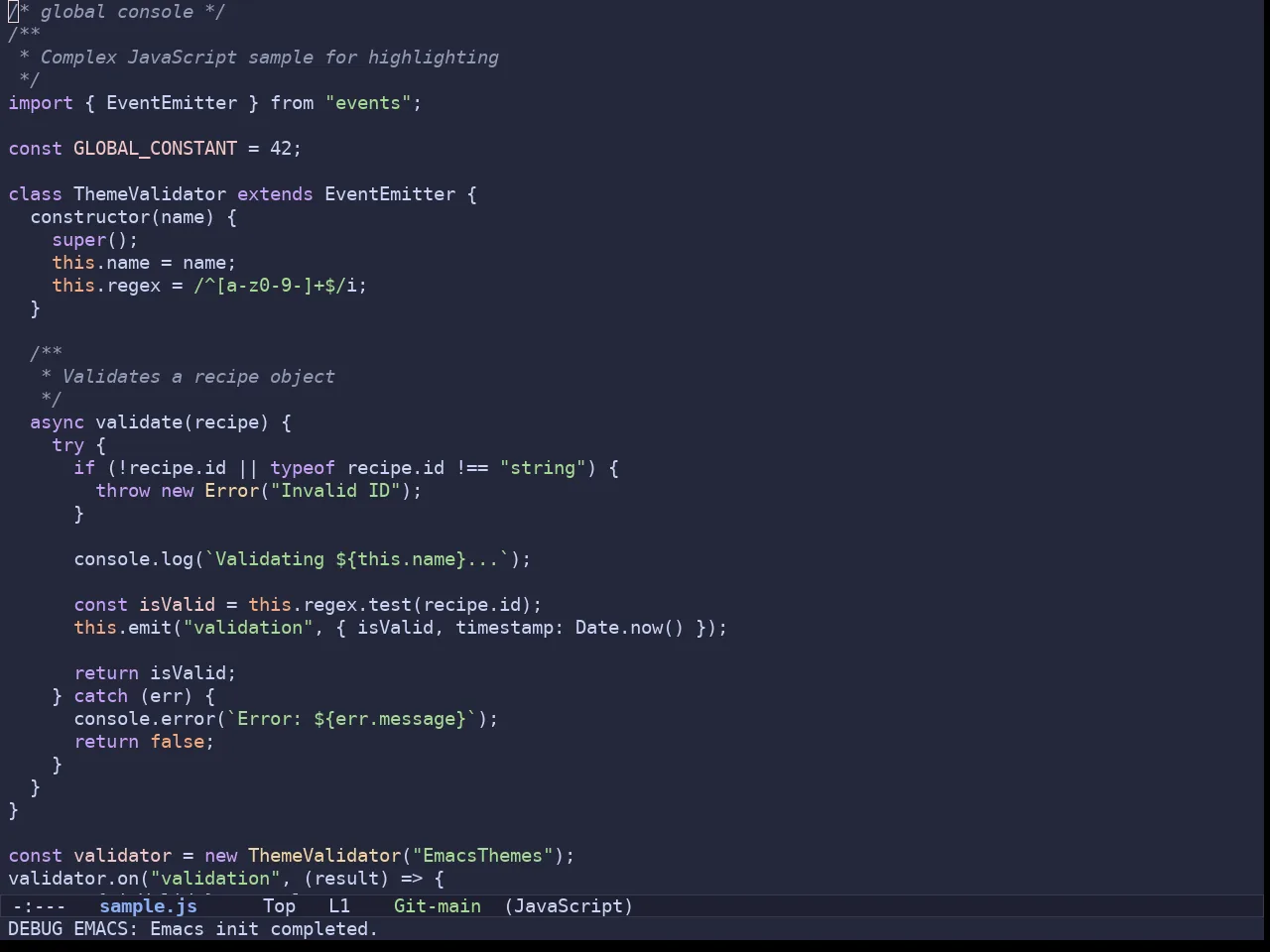 Batppuccin Macchiato Theme in javascript-mode